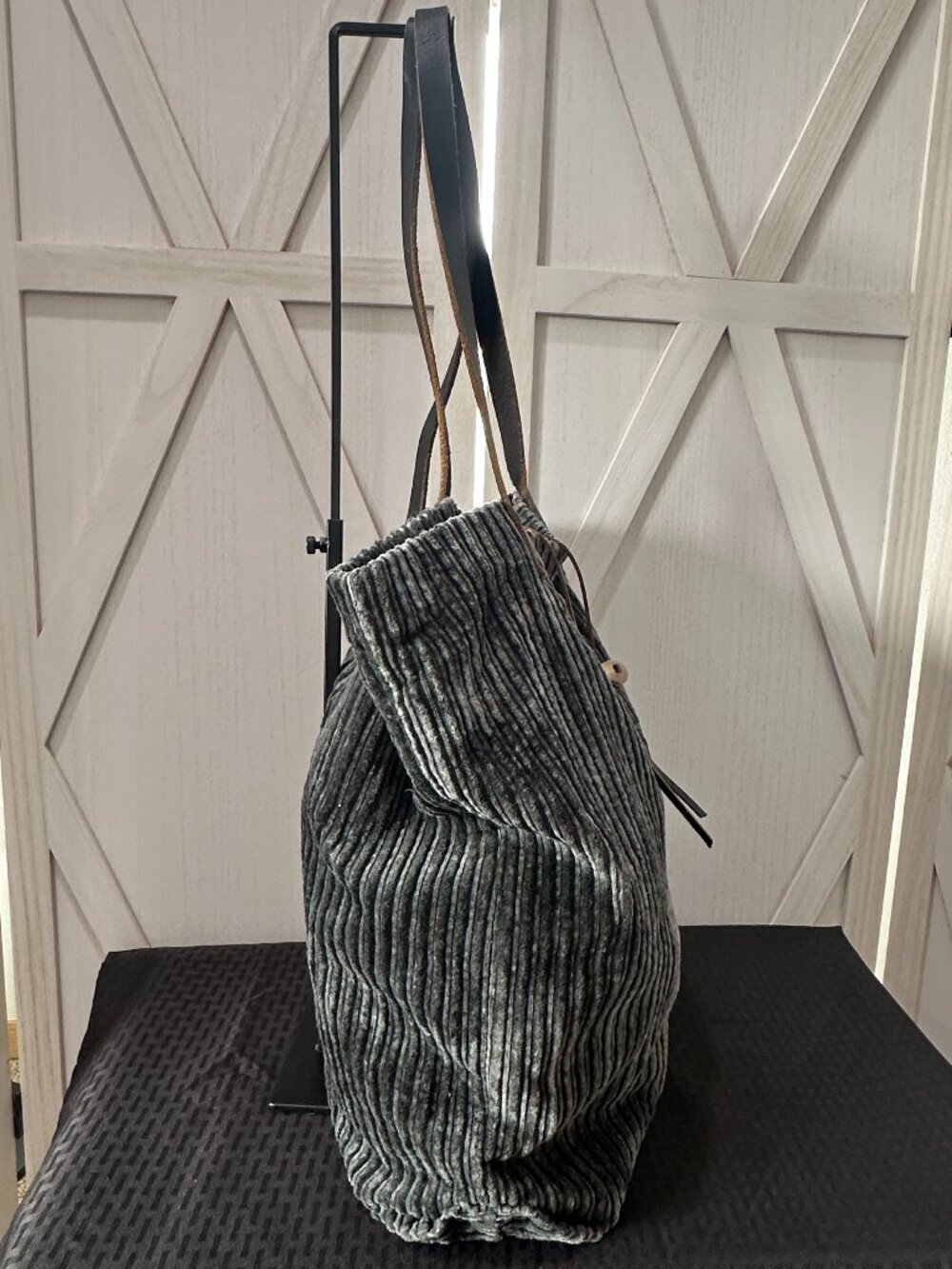 Free People We The Free Corduroy Washed Gray Tote Bag - Picture 3 of 8